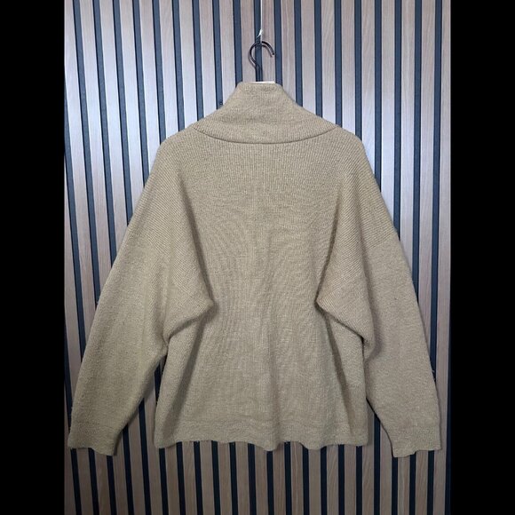 Alexander Wang Sweater Medium Women Beige Chunky Knit Alpaca Crotchet Turtleneck - Picture 2 of 8